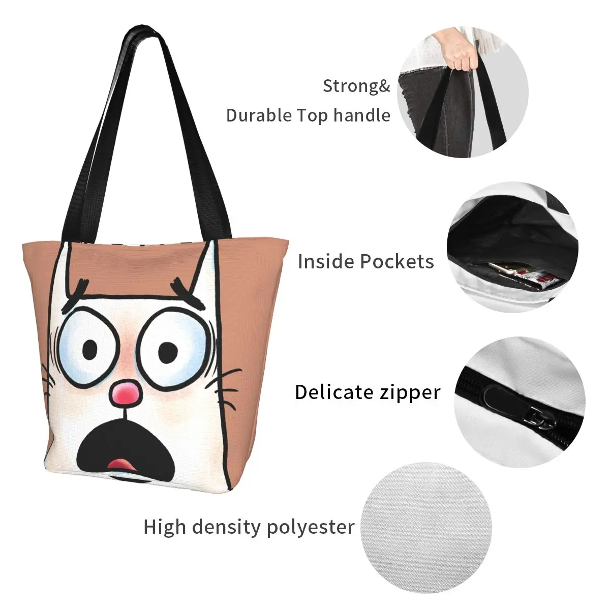 Scaredy-Bolso de mano de poliéster para mujer, bolsa de compras, bolso de hombro, bolsa de lona, bolsa de regalo