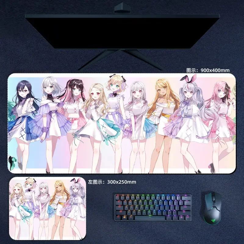 VSPO VTuber Virtual YouTuber большой коврик для мыши XXL компьютерная клавиатура аниме игровой настольный коврик аксессуары