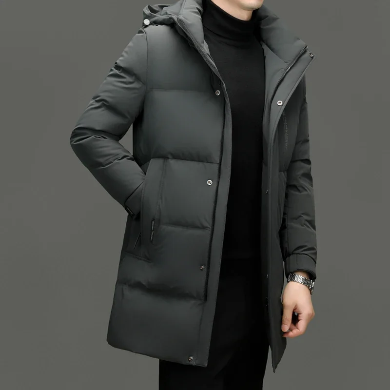 COZOK-Veste à Capuche Ultralégère en Duvet de Canard pour Homme, Manteau Long, Coupe-Vent, Vêtements de Styliste, Collection Hiver