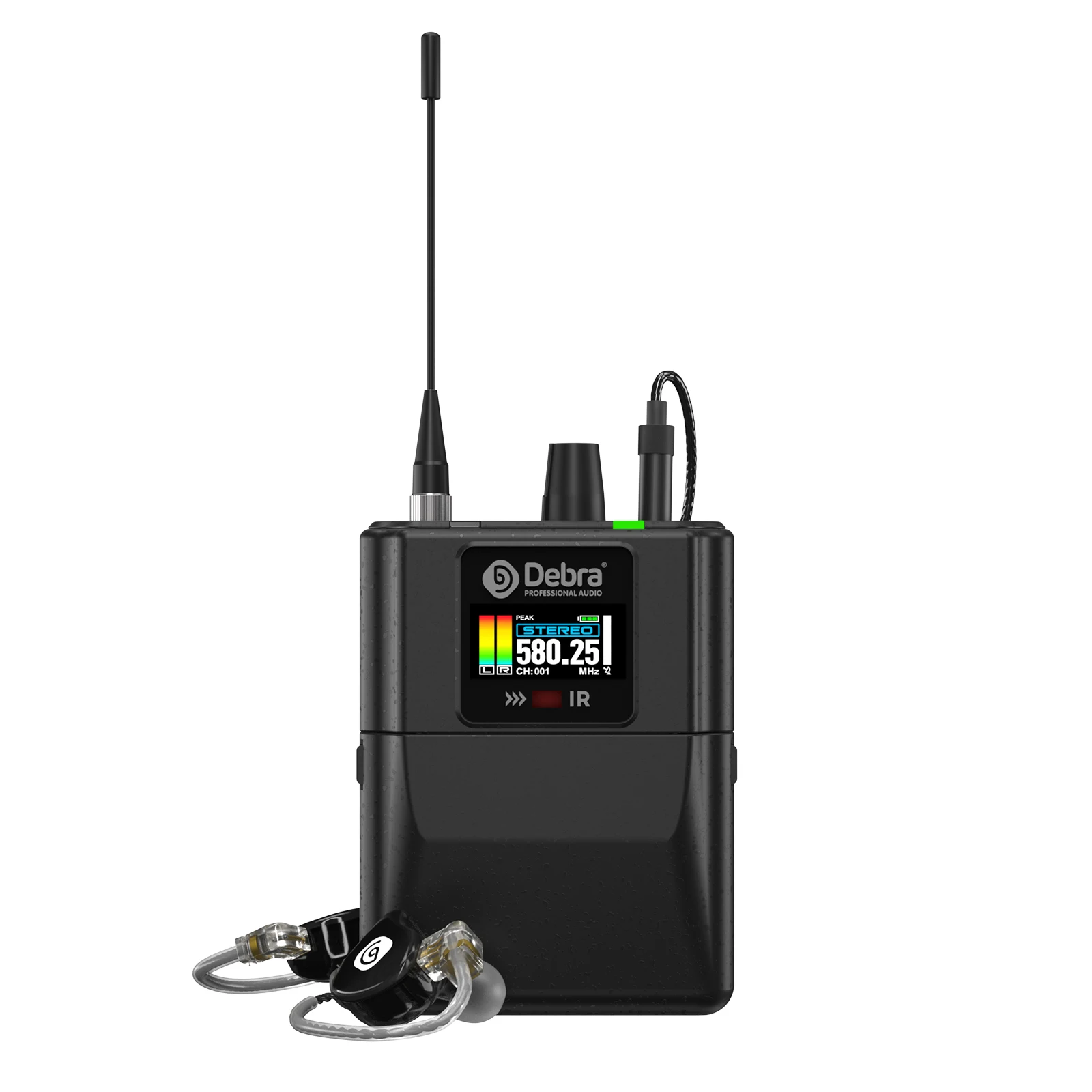 Debra New RC-EM1 UHF Stereo Wireless In-Ear Monitoring System, arbeitet im Frequenzbereich 565–590 MHz, entwickelt für Bands und Live-Übertragungen. – Detail 16
