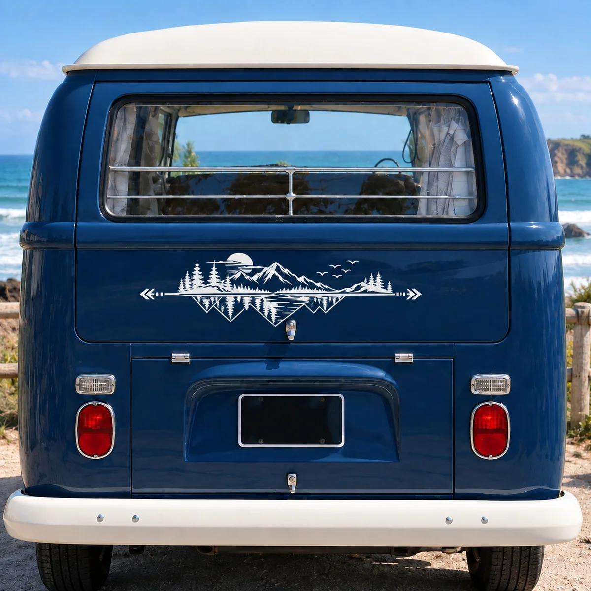 Minimalist Mountain Forest Car Decal Camper Van Sticker RV Suv Caravan Vinyl Decoration