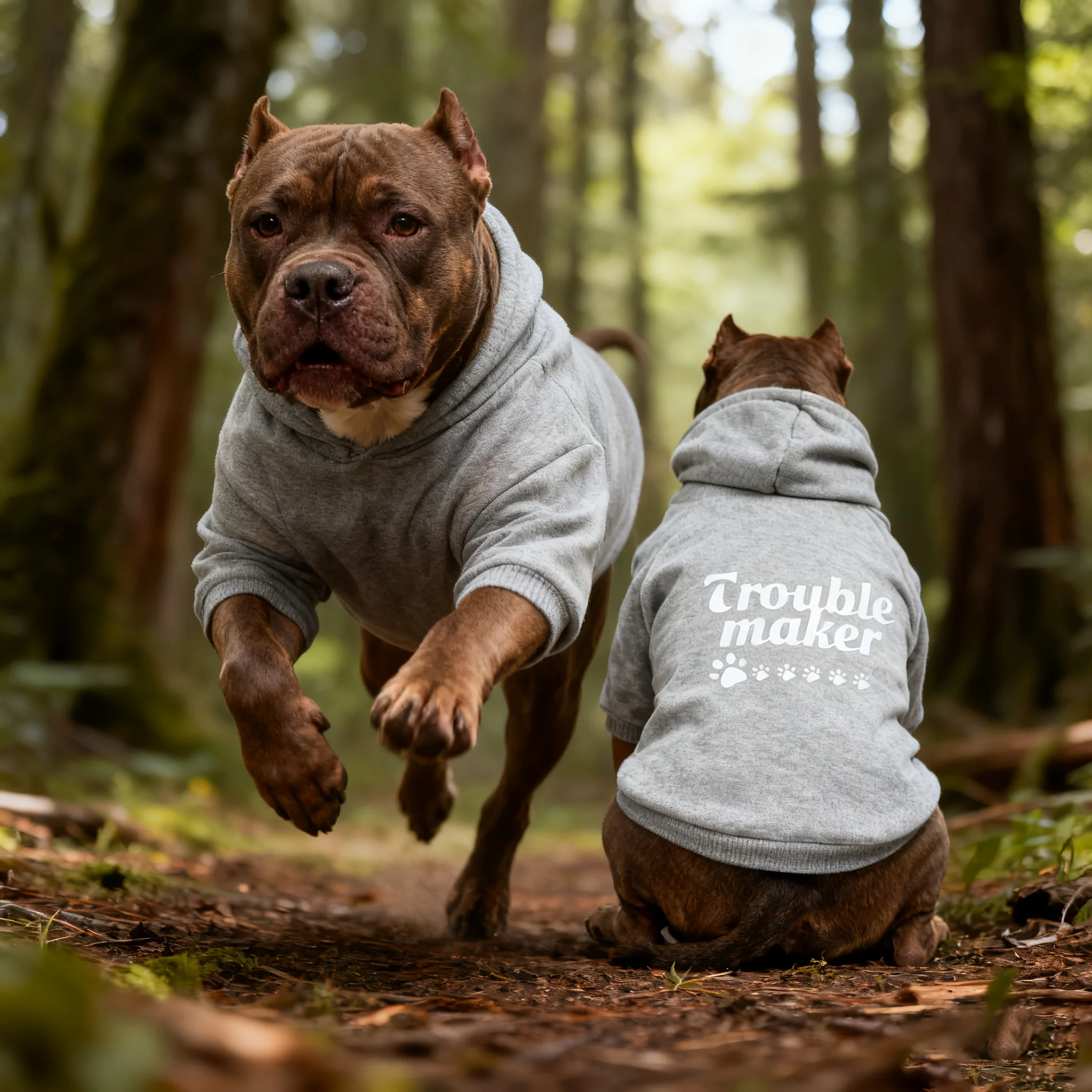Sudadera con capucha para perro Trouble Maker de 3XL ~ 8XL, chaqueta con capucha de invierno para mascotas con estampado de patas y texto "Trouble Maker", manga suave con cuello de pata