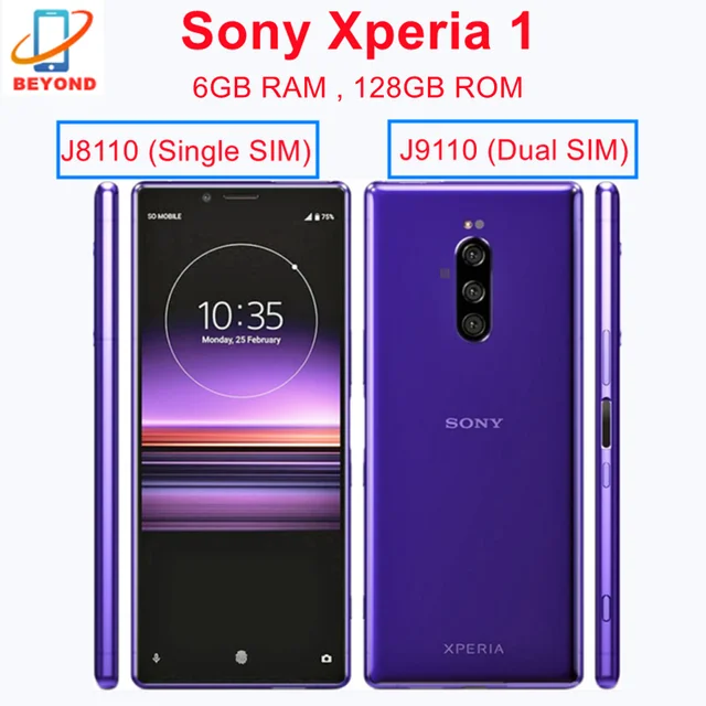 Sony xpia1シングルSIM j8110/デュアルSIM J9110 xz4 128GB rom 6gb ram 6.5 