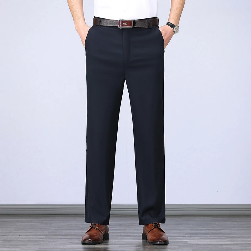 

2025 new men's smart casual pants, elastic sports men's quick drying pants, spring and autumn straight leg office pants