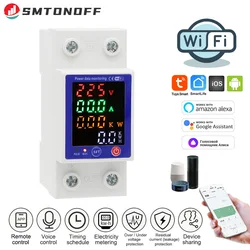 Tuya WiFi Smart Energy Meter Multifunctional Protector Color Display Over Under Voltage Protector Prepaid Meter