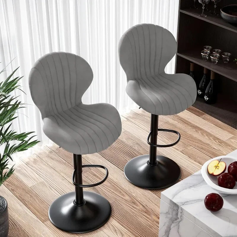 Nalupatio Bar Stools Adjustable Upholstered Swivel Bar Chairs Modern Counter Height Barstools with High Backrest for Kitchen view 3