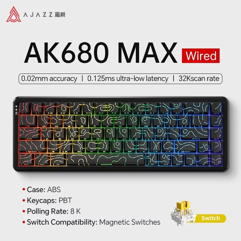 

AJAZZ AK680 MAX 65% Mechanical Gaming Keyboard Magnetic Switch Rapid Trigger 0.01mm 8K ARGB HE/TMR Customizable Keybaord