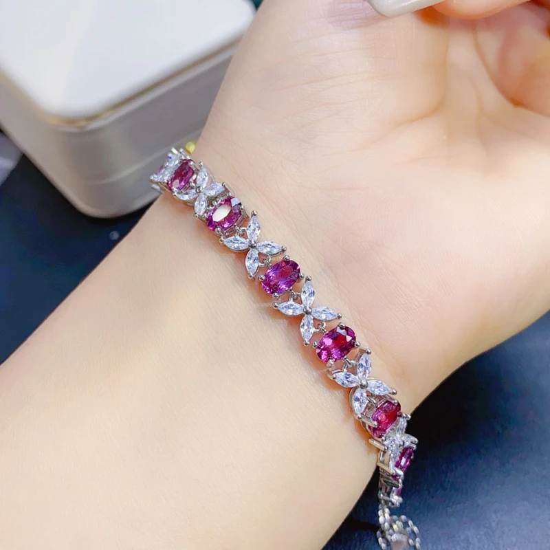 

Natural Garnet Bracelet for women silver 925 jewelry luxury gem stones 18k gold plated free shiping items