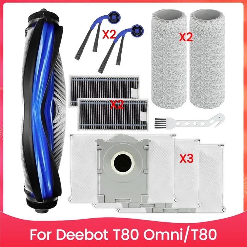A005-For Ecovacs Deebot T80 Omni / T80 Vacuum Cleaner Parts Main Side Brush Hepa Filter Roller Mop Pads Dust Bags Accessory Set