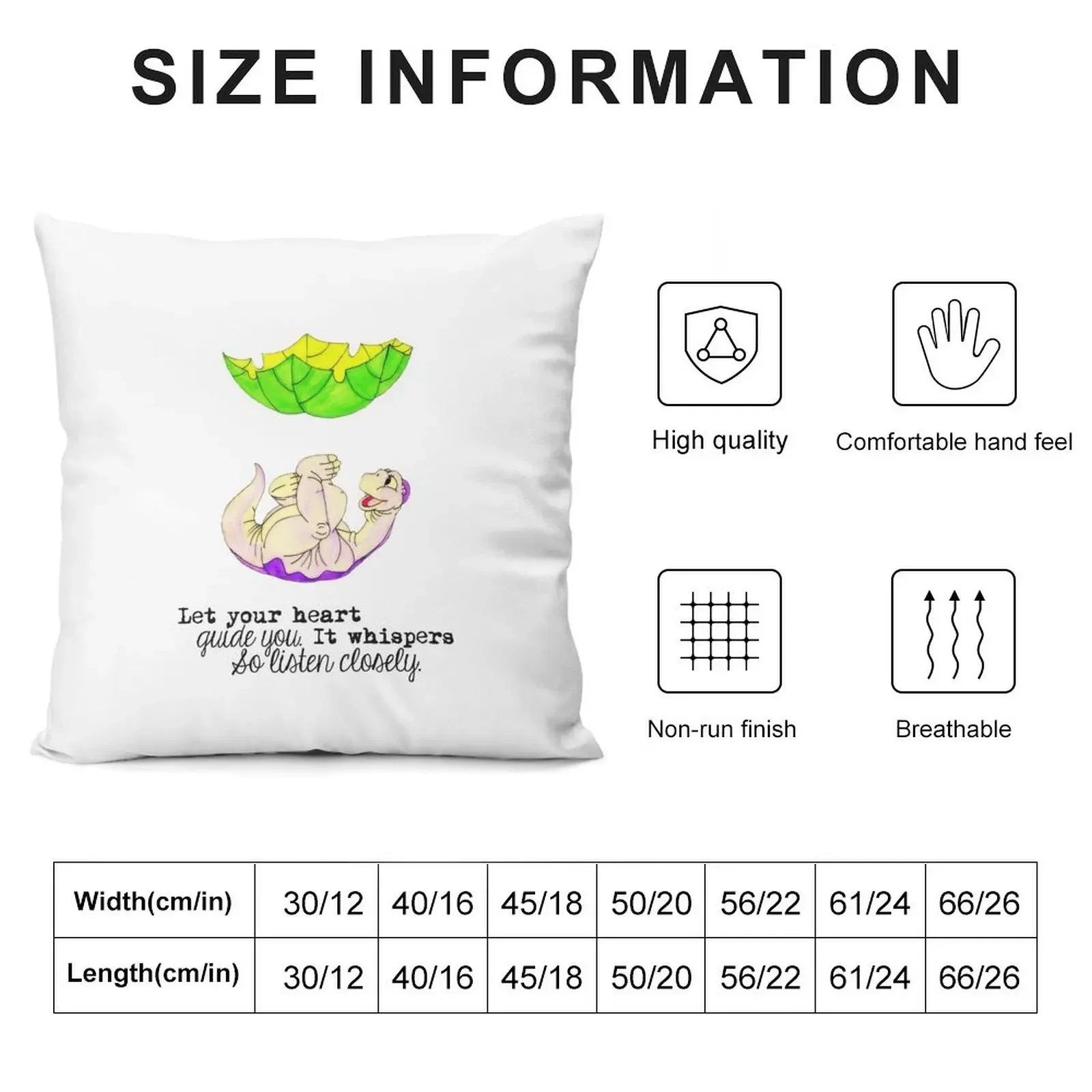 The Land Before Time: Let your heart guide you. It whispers, so listen closely Throw Pillow Pillow Case pillow