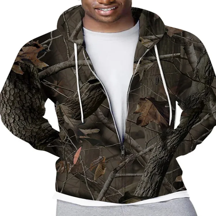 Sudaderas con capucha con estampado 3d de camuflaje para jungla, sudaderas con cremallera para hombres y mujeres, Sudadera con capucha de gran