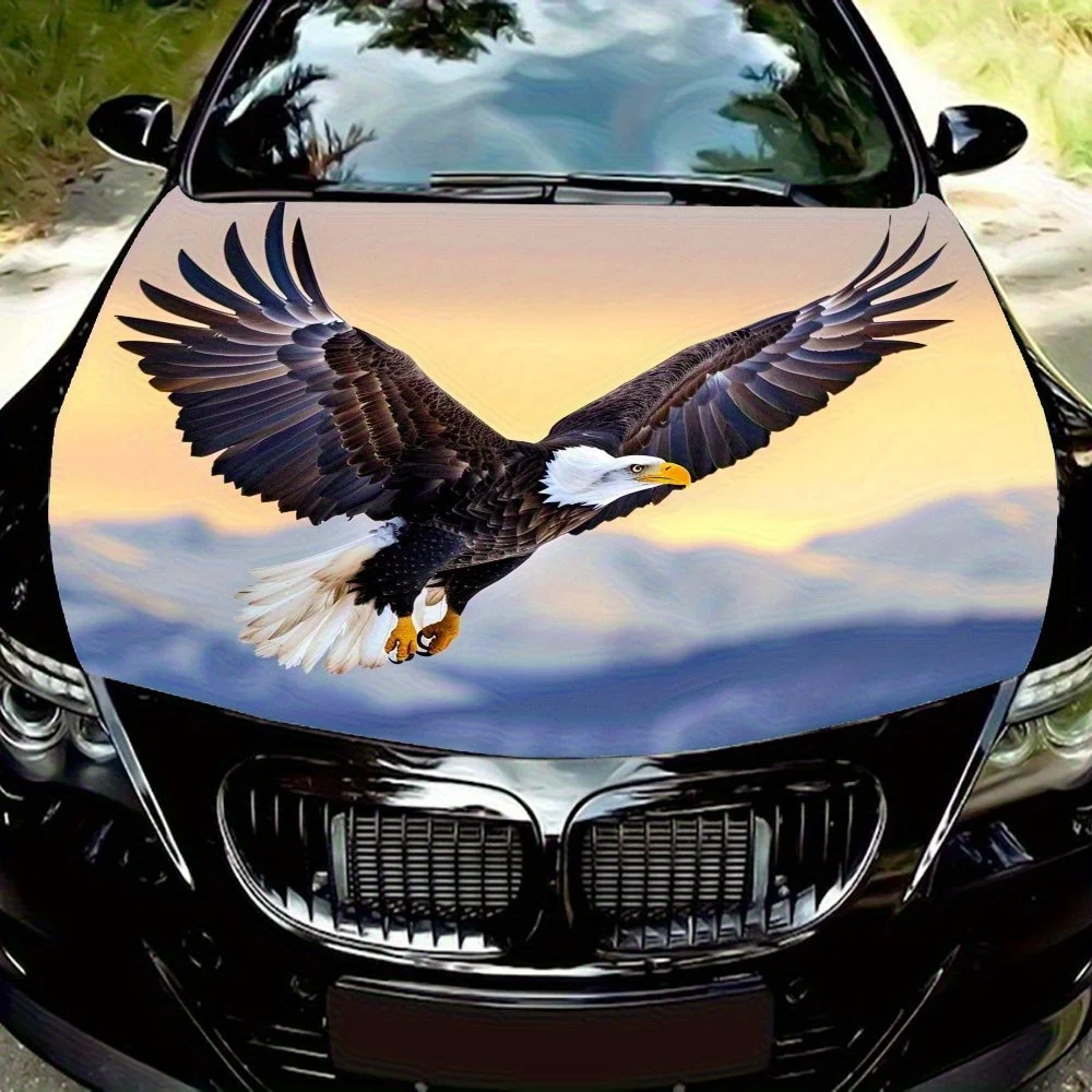

The Eagle Leaping Over The Snow Capped Mountains Car Hood Decal Sticker - Fit For Most Vehicles, Engine Hood Protective Film, We