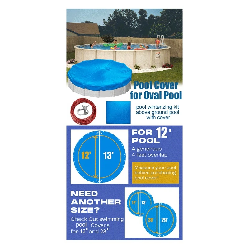 Solar Pool Cover For Above Ground Swimming Pools, 12 Feet Round Pool Warmers, Hot Tub Cover For Indoor Easy Install