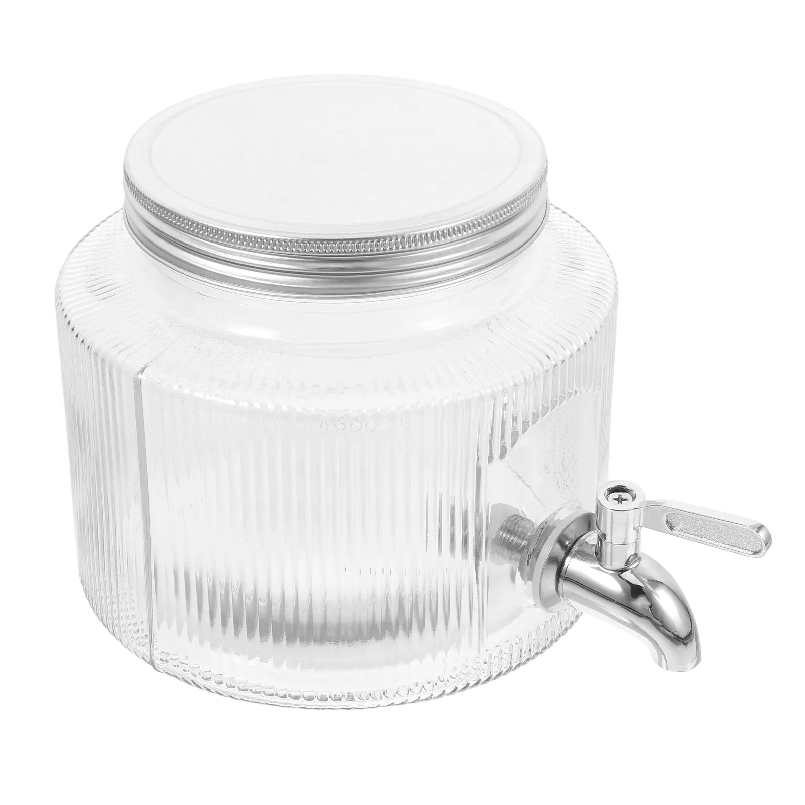Glass Cold Water Jug Large Capacity Beverage Dispenser Juice Tea Lemonade Container Spigot for Party Home Fridge Use