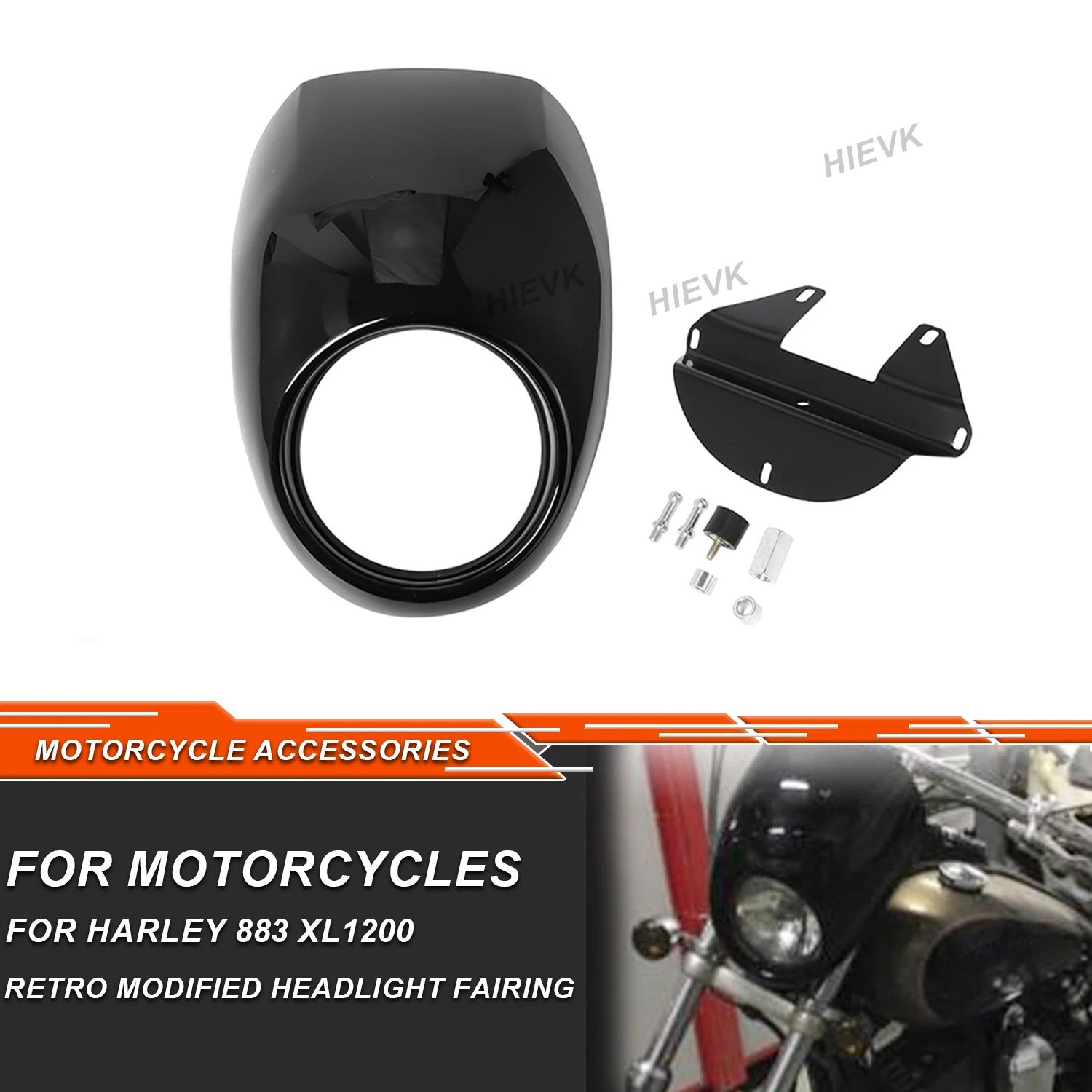 

Motorcycle Headlight Mask Head Light Fairing Cover Front Fork Mount Kits For Harley Dyna FX Sportster XL 1200 883 Iron 1973-Up