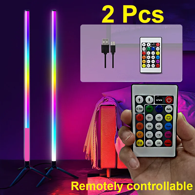 RGB IC Floor Lamp LED Corner Floor Lamp for Couple Couple Bedroom Ambient Lighting Bolivian Style Color Changing Dimmable Soft L