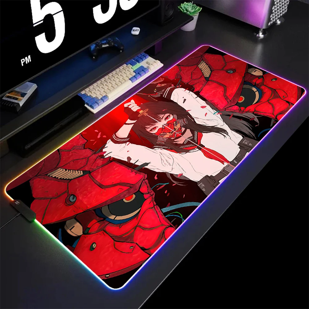 grande led gaming mouse pad samurai computador e laptop rgb mousepad gamer ninja game tapete de mesa retroiluminado xxl 01