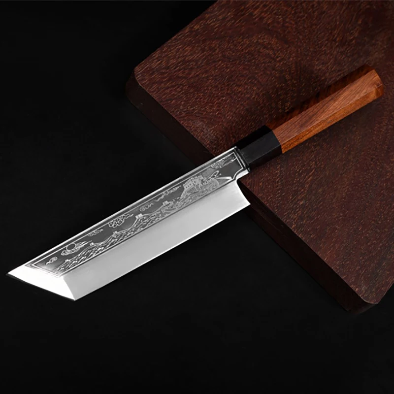 7 Inch Eel Knife Sharp Chef Cleaver Slicing Fish Nakiri Japanese Kitchen Knife Cutting Vegetables Meat Rosewood & Ebony Handle