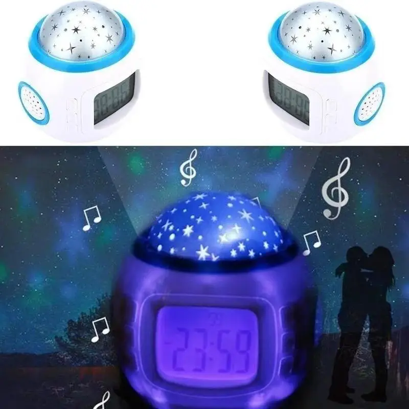 2026 Children Sleeping Sky Star Night Light Projector Lamp Bedroom Alarm Clock Music (Color: Multicolor) Household Supplies view 3