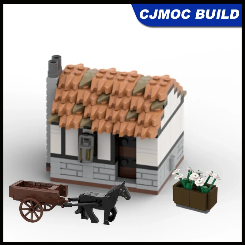 

MOC Medieval Street View Farmhouse Small House Building Blocks City Architecture Knight Soldier Castle Toys Gift MOC-139130