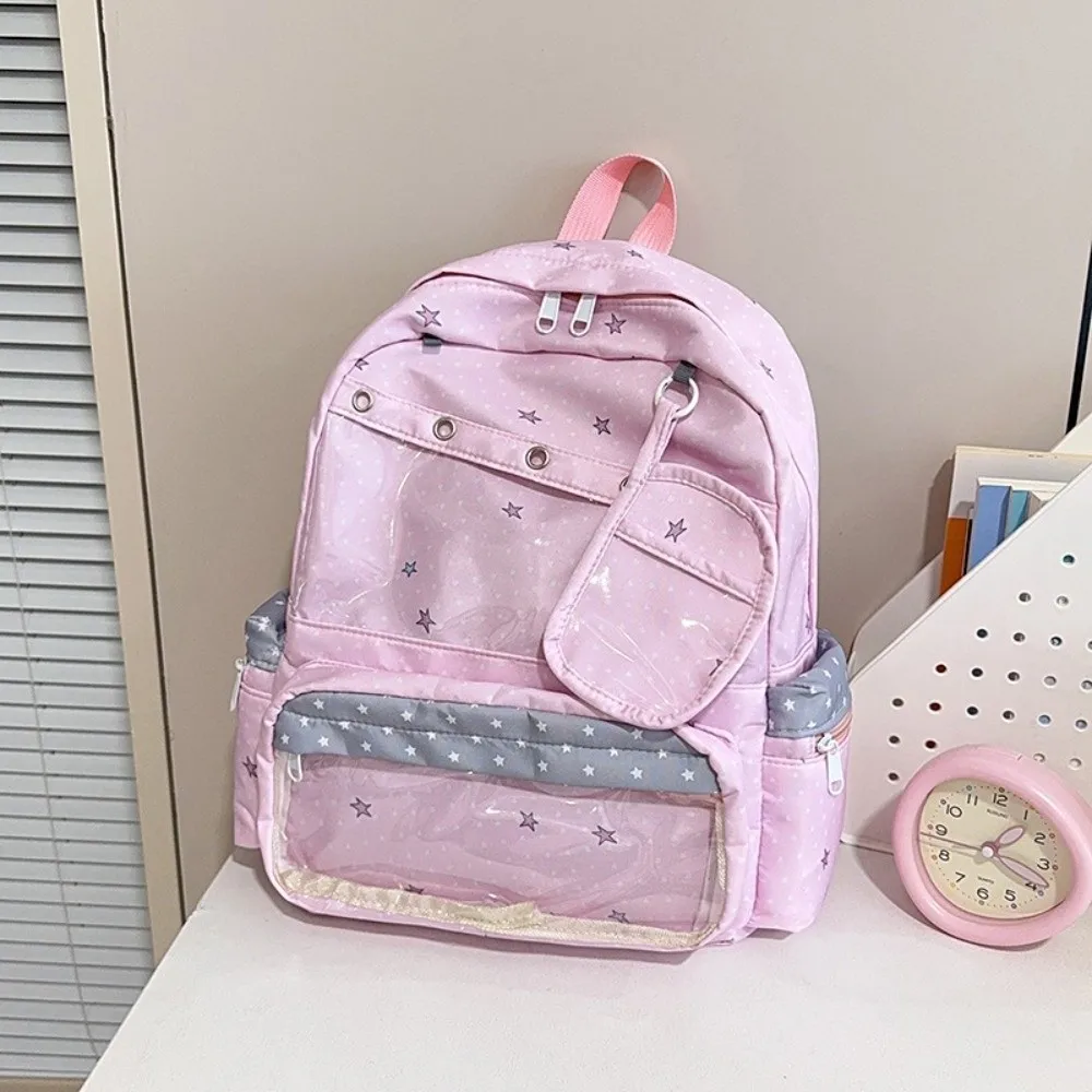 Cute Transparent Polka Dot Backpack Lolita Itabag Transparent Ita Bag Printed DIY Display Display Knapsack Girl