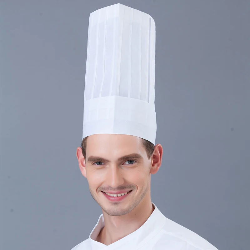 

20Pcs White Disposable Chef Hats Non-Woven Kitchen Cooking Caps Food Service Workwear for Restaurant Chefs And Kitchen Staff