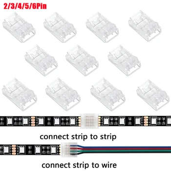 Tek renk RGB için lehimsiz bağlayıcı, WS2812B,WS2811, Rgbcct, Rgbw, CCT LED ışık şerit, tel hızlı konnektörler 2/3/4/5/6Pin