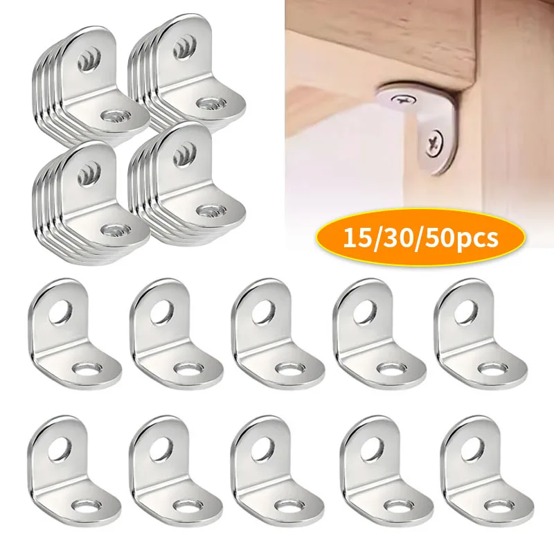 

15/30/50 шт. угловой кронштейн, L-образный 90-градусный прямоугольный фиксированный угловой код, крепеж, используемый для стабилизации мебели