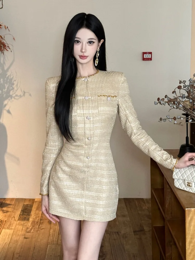

High Quality French Runway Short Dresses For Woman Spring Autumn New Sweet Fashion Slim Sheath Party Dresses Vestidos Robes