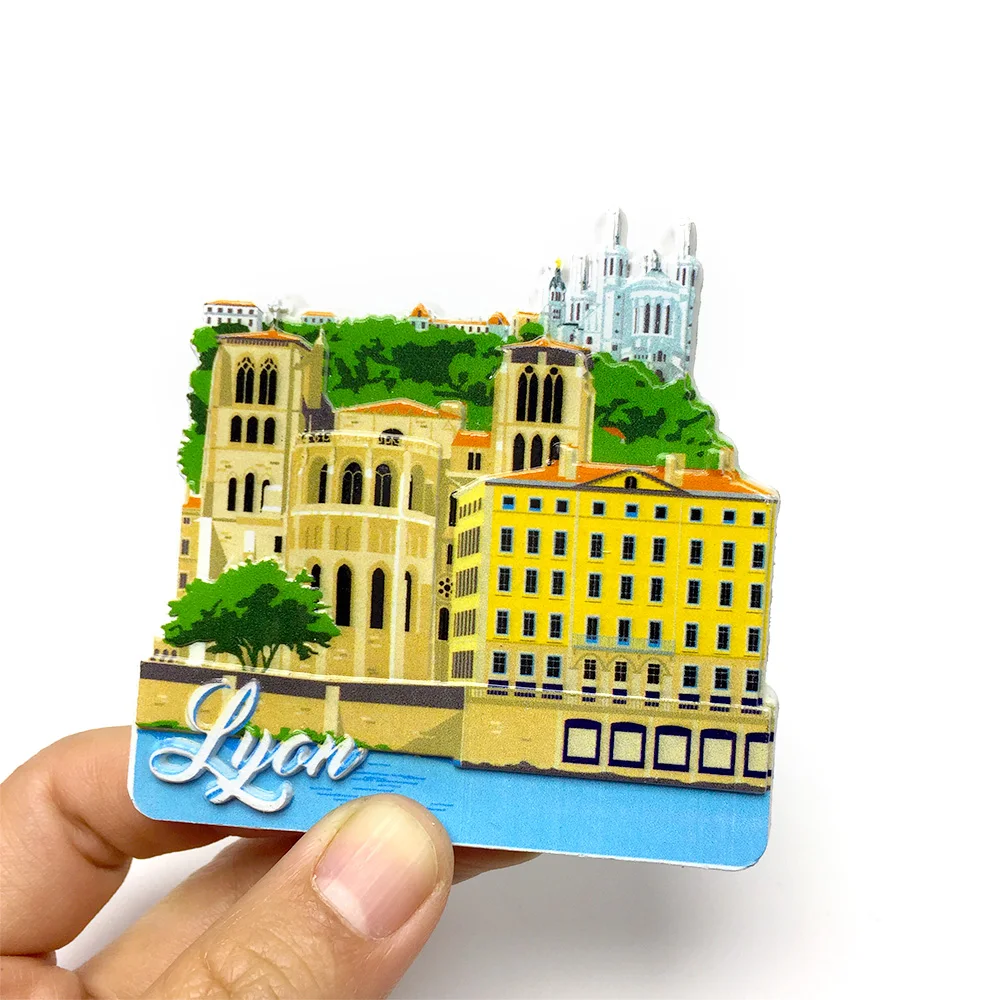 

Lyon France Resin Fridge Magnet - Colorful Cityscape Design - Durable and Magnetic - Perfect Home Decor Gift