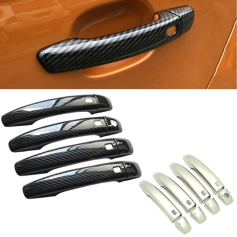 

For Audi Q3 Q5 A4 B8 2009-2015 Chrome Carbon Fiber Car Exterior Door Handles Covers Overlays Protection Trim Catch Cap Stickers