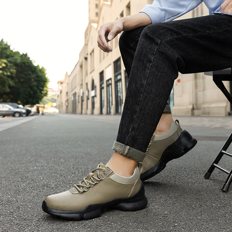 New Men's Casual Professional Invisible Insole Height-increasing Leather Shoes, Size 36-46 Fashionable Leathers Business Shoe