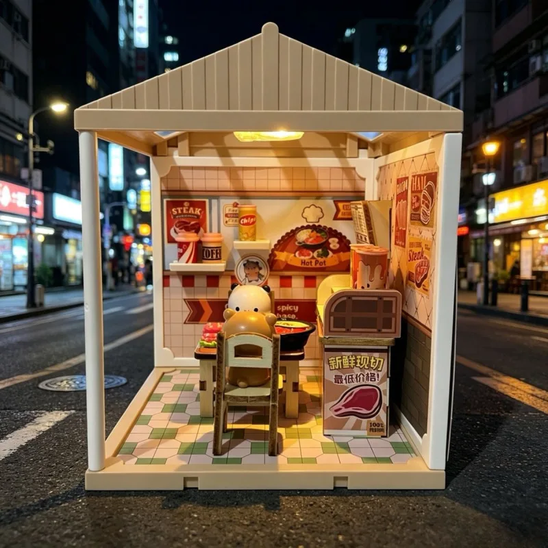 Bubu And Dudu FigureToy Kit Hotpot House Cute Girly Micro Scene Desktop Decoration Mini Room Ornament Gift For Girlfriend