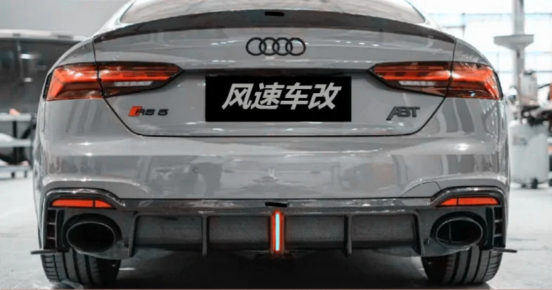 For Audi RS5 2020 2021 2022 2023+ (Pilot Light) High Quality Carbon Fiber Car Bumper Rear Lip Diffuser Spoiler Splitters Cover