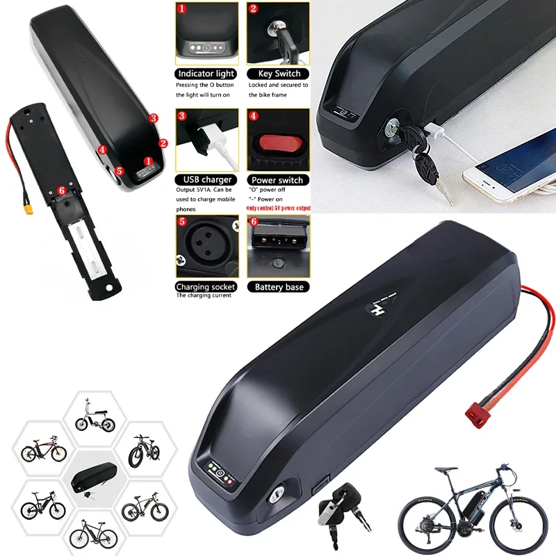 Original 18650 Battery 36V 48V 52V 20AH Hailong Electric Bicycle Battery 30A BMS 350W 500W 750W 1000W Free Charger