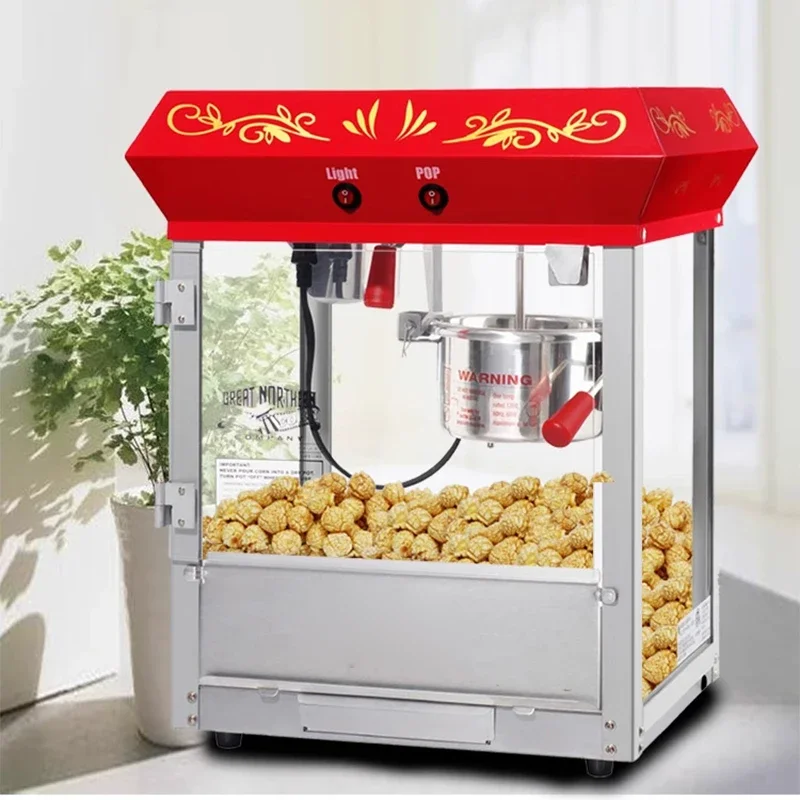 ماكينة صنع الفشار الأوتوماتيكية بالكامل 680 وات 8 أونصة ماكينة صنع الفشار على طراز كونترتوب عتيقة 680 وات