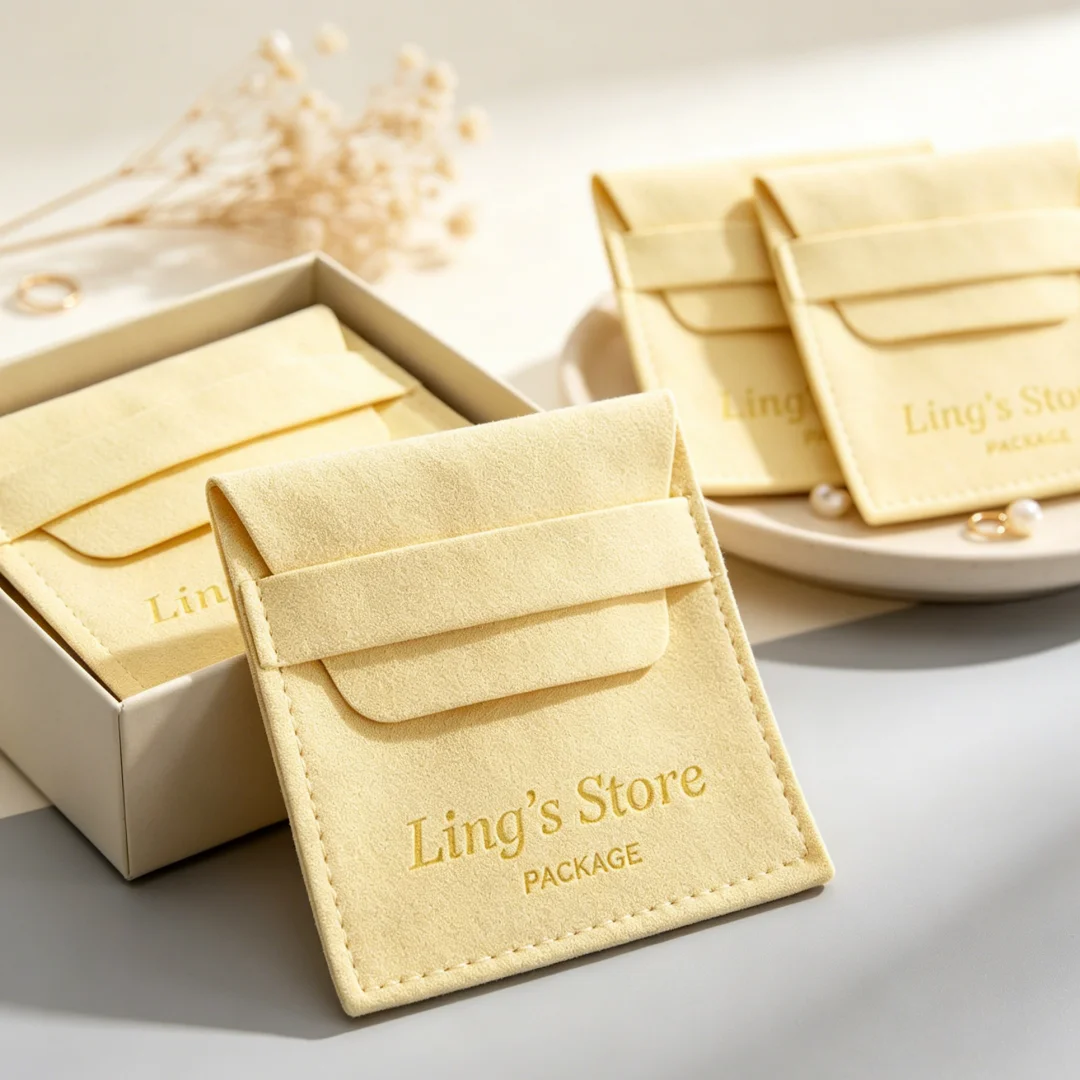 

100Pcs Yellow Microfiber Jewelry Velvet Bag Wedding Birthday Gift Ring Earrings Pearl Bracelet Baby Shower Soap Coffee Organizer