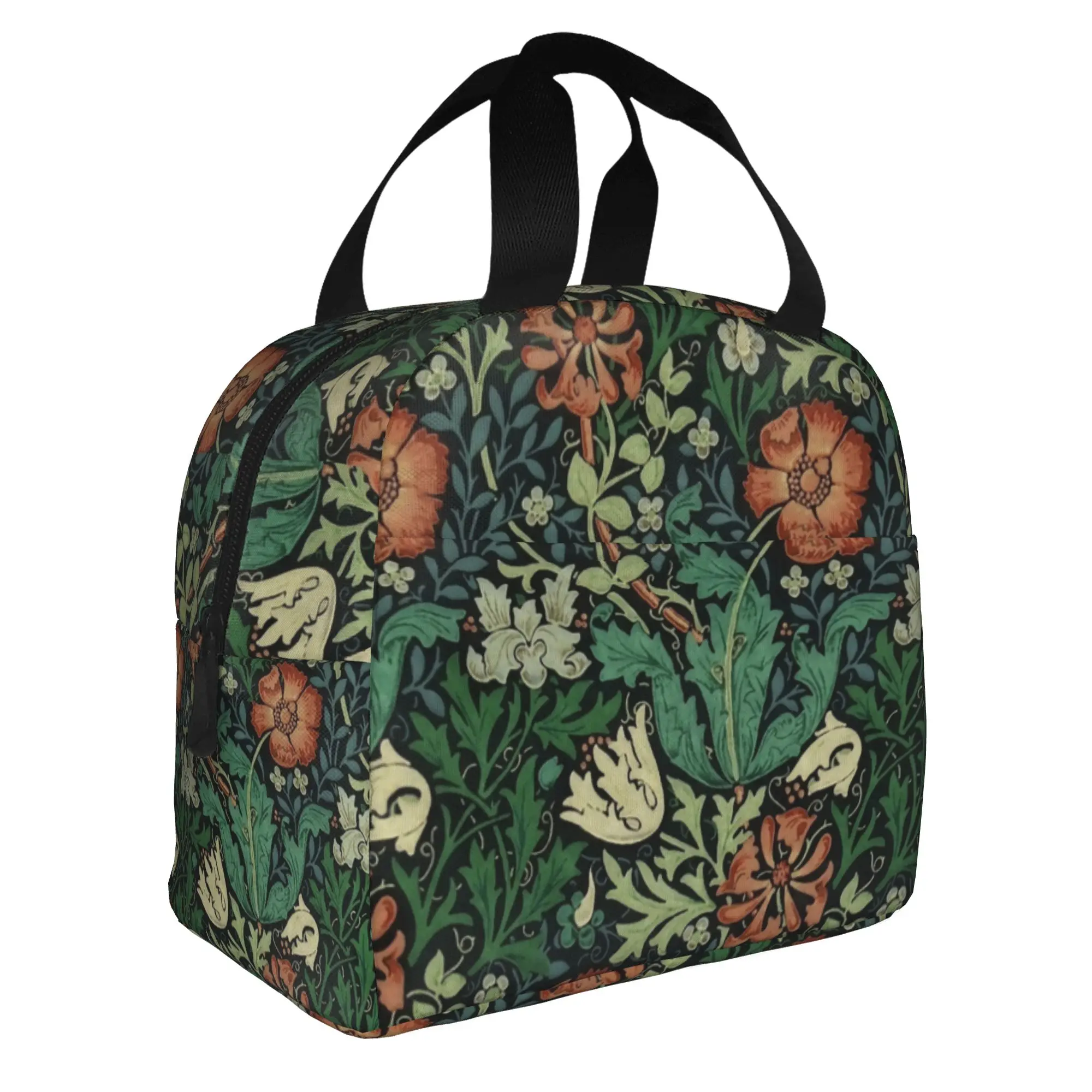 William Morris Resuable Lunch Box for Women Waterproof Textile Pattern Cooler Thermal Food Insulated Lunch Bag Office Work