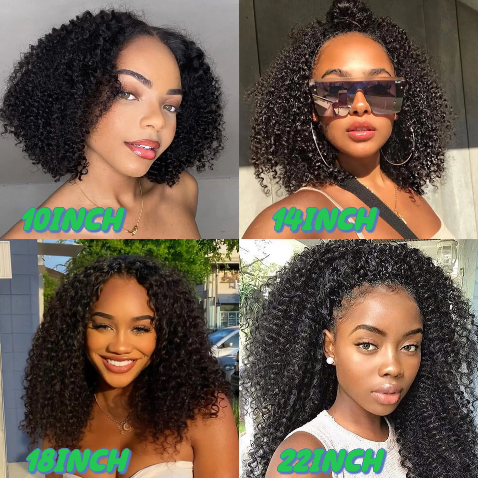 Kinky Curly Clip in Hair Extensions Human Hair for Women -120G 16Inch 8Pcs 18Clips Double Weft Brazilian Remy Human Hair #1B