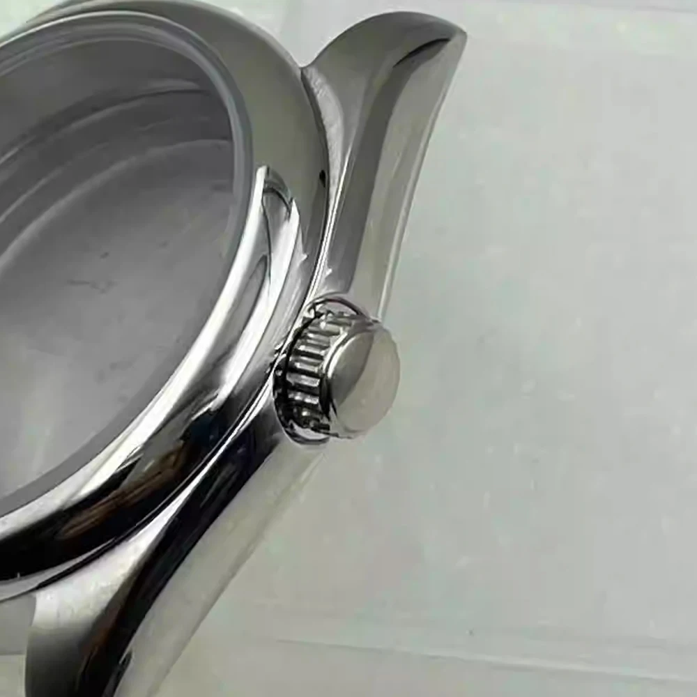 حافظة ساعة 36 ملم من الفولاذ المقاوم للصدأ ساعة ميكانيكية من زجاج الياقوت NH35 لحركة NH35 NH36 4R35A 4R36A، تاج لولبي