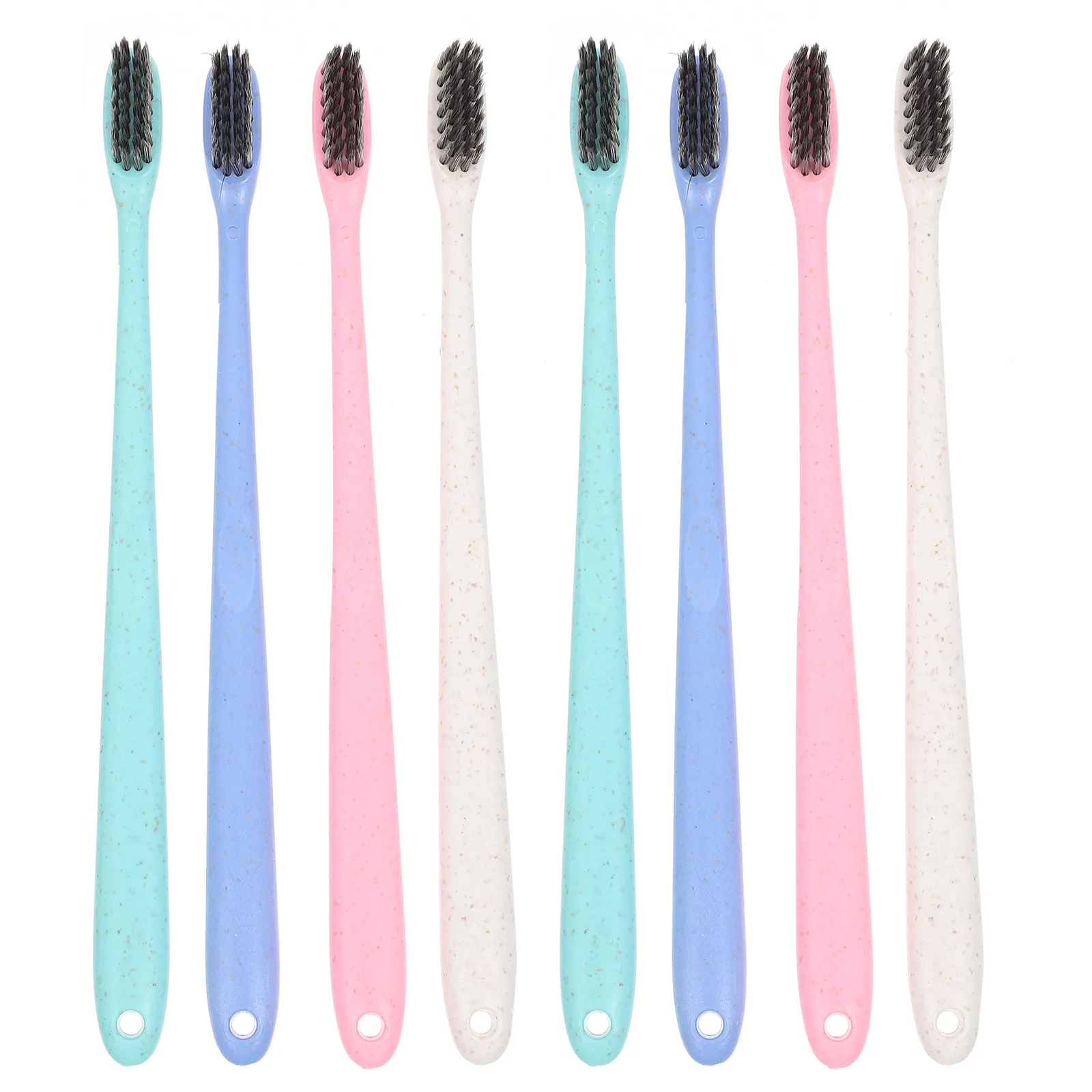 Wheat Straw Handle Charcoal Bristle Toothbrush – Ergonomic Grip, Eco-Friendly Adult Oral Care Brush (10 pcs)