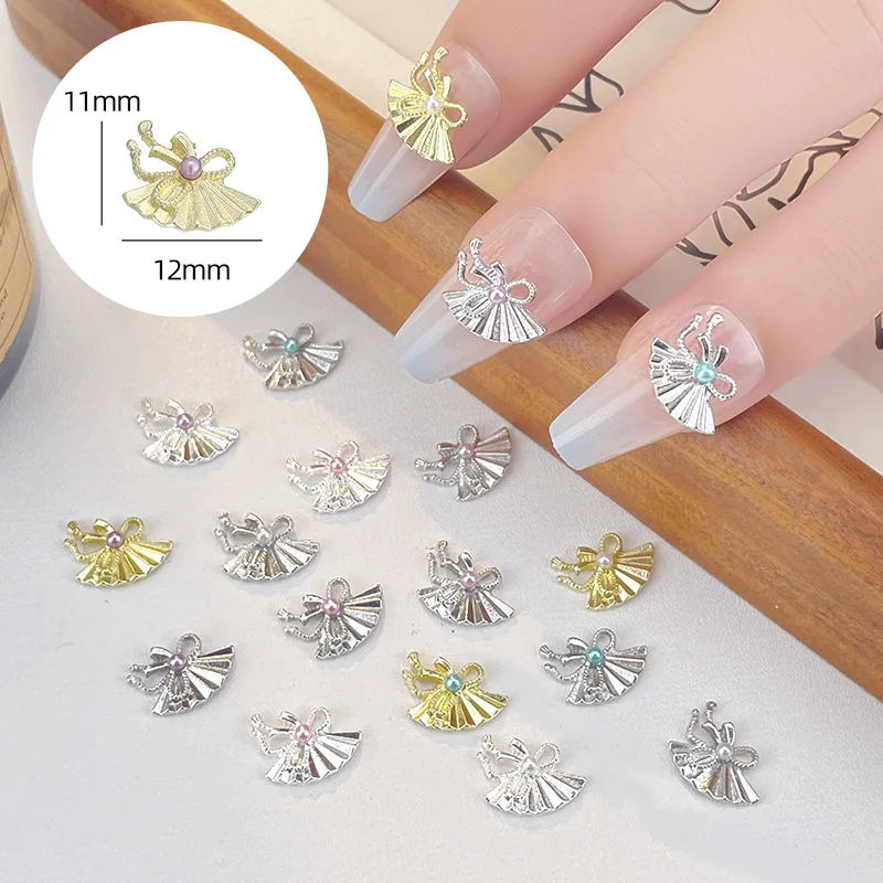 

20Pcs/Pack Chinese Folding Fan Nail Charms - Alloy Bow Nail Art, Oriental Press-On Nail Decor for Elegant Manicures