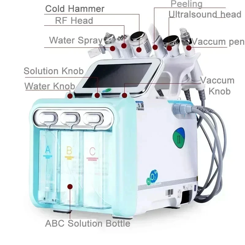 7 in 1 H2O2 Water Zuurstof Jet Peel Hydro Schoonheid Huidreiniging Hydro gezichtsmachine Gezichtsmachine Water Aqua Peeling voor thuisgebruik