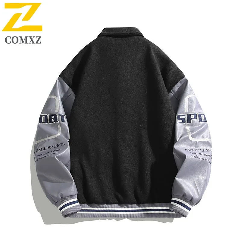 COMXZ الرجال زي بيسبول وسيم جديد إلكتروني طباعة يندبروف الخريف الرياضة في الهواء الطلق معطف السفر 2025 الشارع الشهير Preppy Chaqueta #3