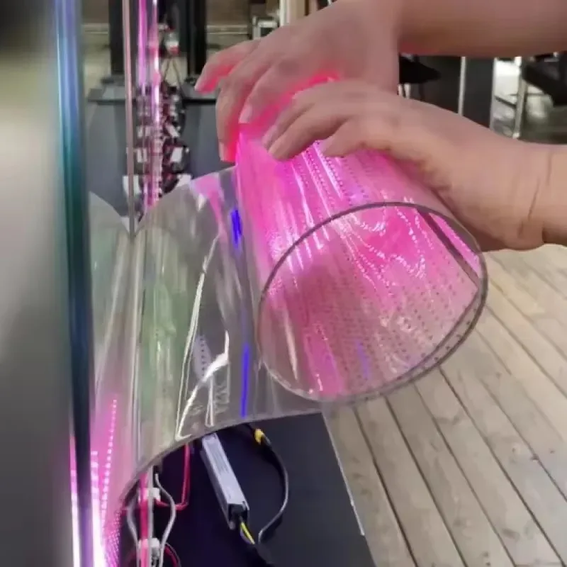 Glass Adhesive Transparent LED Screen, SMD Flexible Thin Panel for Indoor Glass Wall Commercial Video Advertising Display