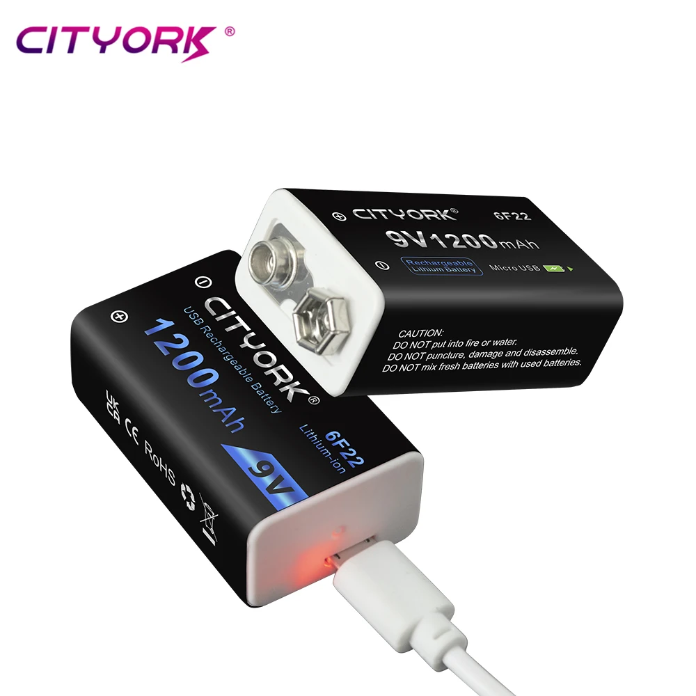 Akumulator 9V 1200mAh 6F22 9V Micro USB do ładowania z kablem USB do wykrywacza metali Mikrofon Zabawka Multimetr