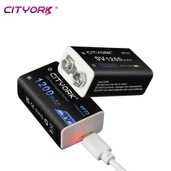 Akumulator 9V 1200mAh 6F22 9V Micro USB do ładowania z kablem USB do wykrywacza metali Mikrofon Zabawka Multimetr