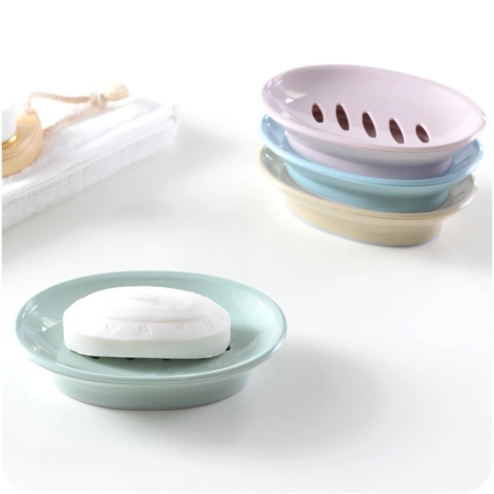 Soap Dish Oval Shaped Double Draining Soap Holder Dish Drainer (Blue) Soap Dish Drainer Holder Heart Shaped Soap Dish