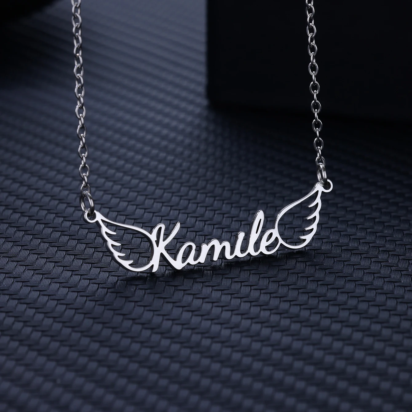 مخصص أجنحة الملاك اسم القلائد للنساء الفولاذ المقاوم للصدأ مخصص قلادة قلادة شخصية سلسلة عنق مجوهرات هدية #2