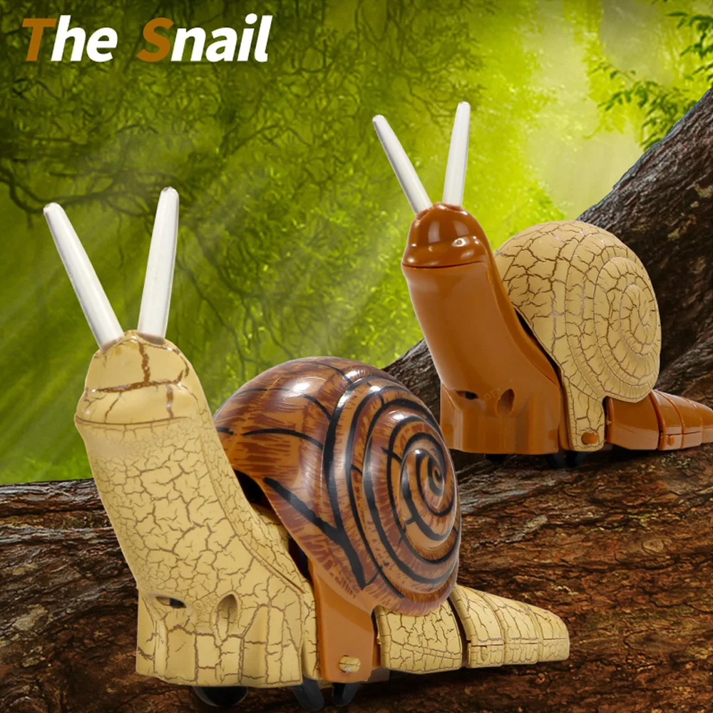 Realistic Remote Control Snail Toy Electric Crawling Insect Model for Kids Fun Interactive RC Animal Toy Gift HG42